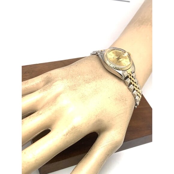 Rolex Datejust Women's Watch 6917 Vintage Swiss Automatic Steel 18k Gold 26mm - Picture 4 of 14